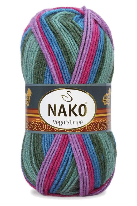 Nako RT-RYL-NWNKVS82408-5 5 Adet Vega Stripe Premium Akrilik El Örgü İpi Yünü No: 82408