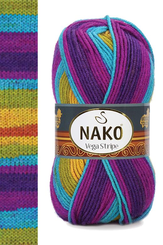 Nako RT-RYL-NWNKVS82410-5 5 Adet Vega Stripe Premium Akrilik El Örgü İpi Yünü No: 82410