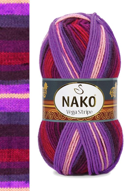 Nako RT-RYL-NWNKVS82412-5 5 Adet Vega Stripe Premium Akrilik El Örgü İpi Yünü No: 82412