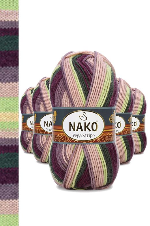 Nako RT-RYL-NWNKVS82414-5 5 Adet Vega Stripe Premium Akrilik El Örgü İpi Yünü No: 82414