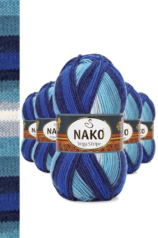 Nako RT-RYL-NWNKVS82423-5 5 Adet Vega Stripe Premium Akrilik El Örgü İpi Yünü No: 82423