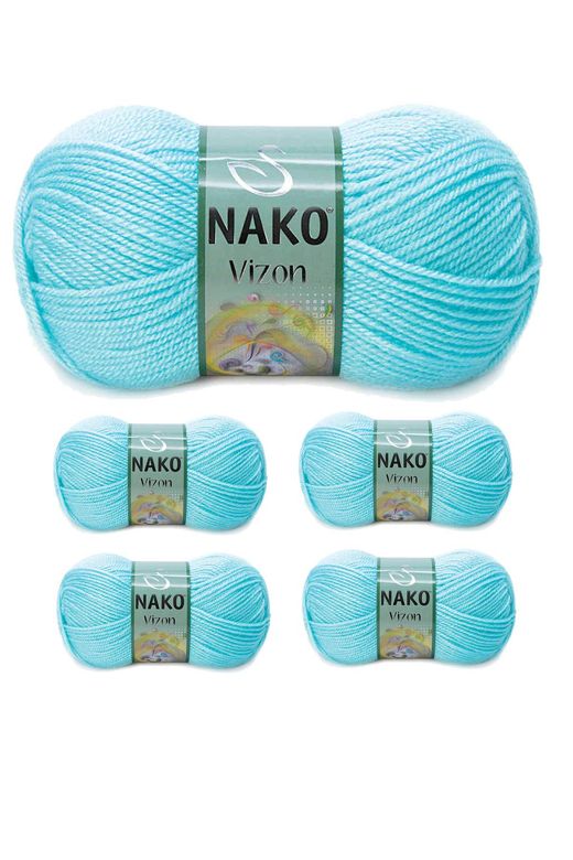 Nako RT-RYL-NWNKVZ10535-5 5 Adet Vizon Premium Akrilik El Örgü İpi Yünü Renk No:10535 Açık Turkuaz