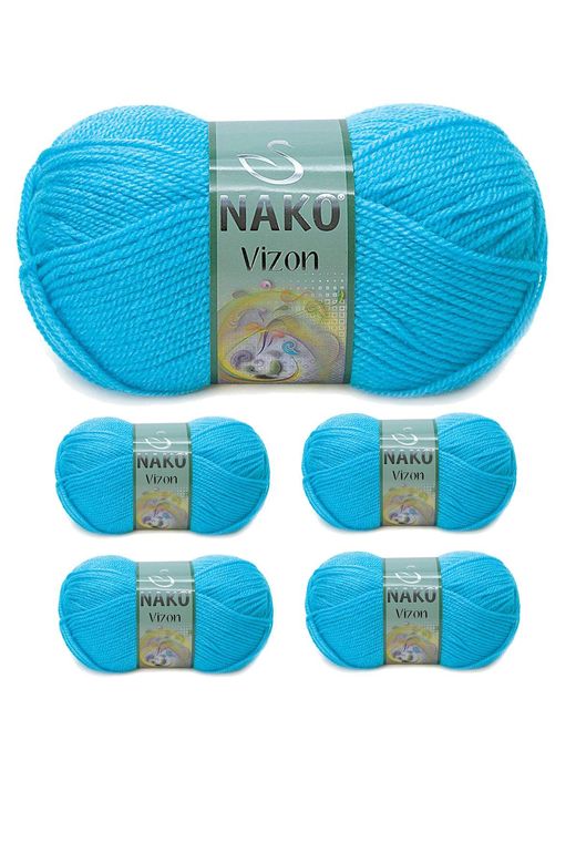 Nako RT-RYL-NWNKVZ235-5 5 Adet Vizon Premium Akrilik El Örgü İpi Yünü Renk No:235 Nazar Boncuğu
