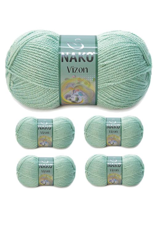 Nako RT-RYL-NWNKVZ292-5 5 Adet Vizon Premium Akrilik El Örgü İpi Yünü Renk No:292 Çağla Yeşil