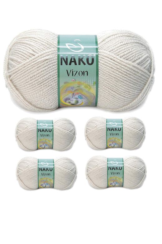 Nako RT-RYL-NWNKVZ6383-5 5 Adet Vizon Premium Akrilik El Örgü İpi Yünü Renk No:6383 Mantar Beji