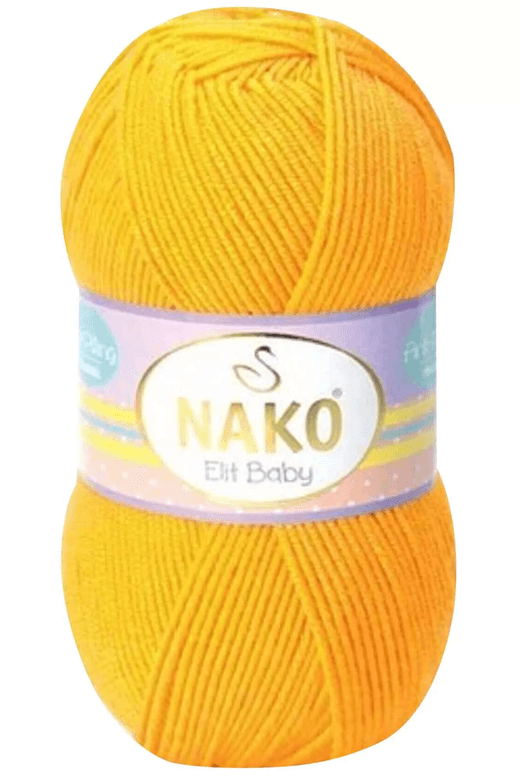 Nako RT-YTONDY9K6D 1 Adet Elite Baby El Örgü İpi Tüylenmeyen Bebek Yünü Koyu Sarı 4674