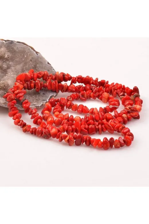 NATURALİM TYC00681586265 Kırmızı Mercan Taşı Doğal Taş Kırık Taş Dizi 80 Cm Orjinal Doğal Taş Dizi