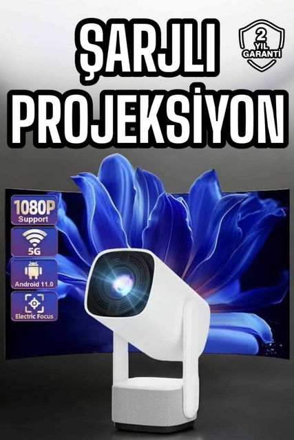 Necolabs 73644603 Şarjlı Projeksiyon Oyun Sinema Projektörü 4K Hd Görüntü Kaliteli