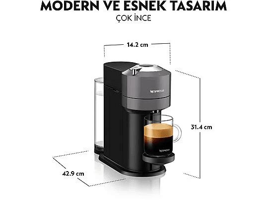 Nespresso 1236586 Vertuo Next D Koyu Gri Kapsül Kahve Makinesi