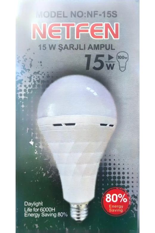 Netfen Ntf 15W Şarjlı Ampul Enerji Tasarruflu Nf-15S