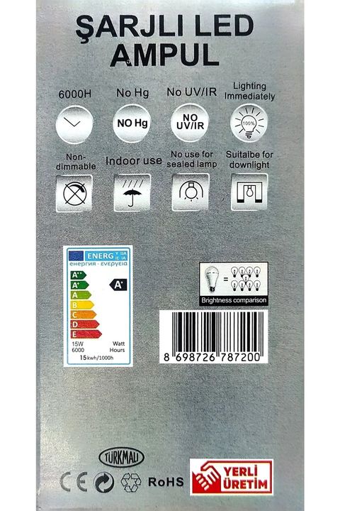 Netfen Ntf 15W Şarjlı Ampul Enerji Tasarruflu Nf-15S