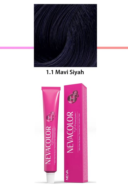 Neva Color RT-RYL-1NC1046-11 Premium 1.1 Mavi Siyah - Kalıcı Krem Saç Boyası 50 G Tüp