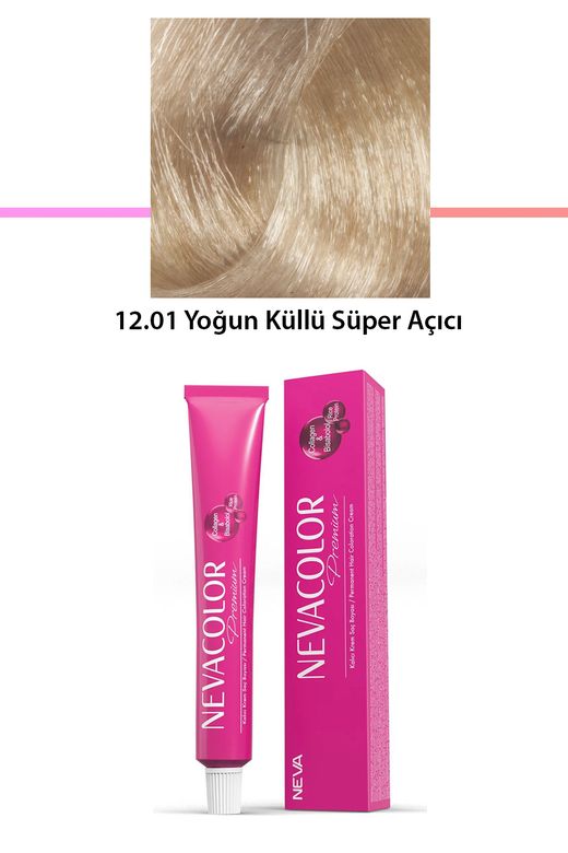 Neva Color RT-RYL-1NC1055-1201 Premium 12.01 Yoğun Küllü Süper Açıcı - Kalıcı Krem Saç Boyası 50 G Tüp