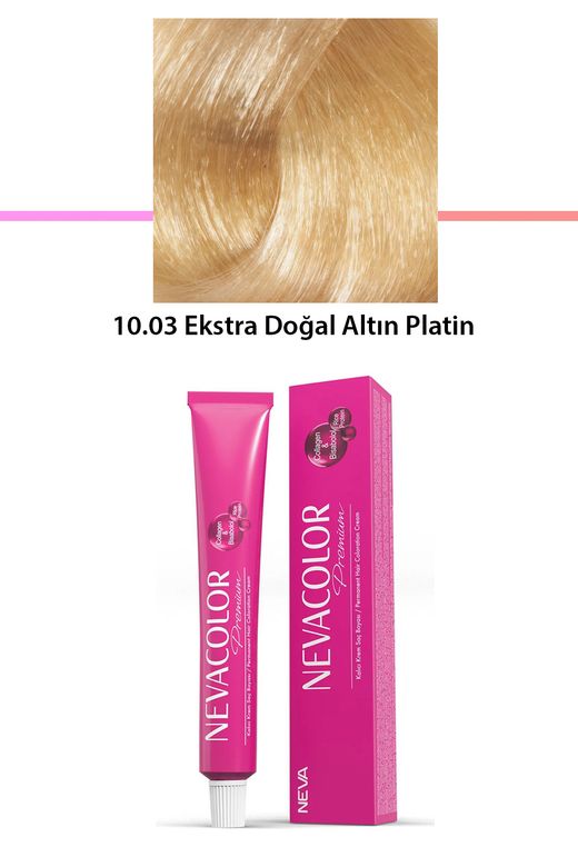 Neva Color RT-RYL-1NC1060-1003 Premium 10.03 Ekstra Doğal Altın Platin - Kalıcı Krem Saç Boyası 50 G Tüp