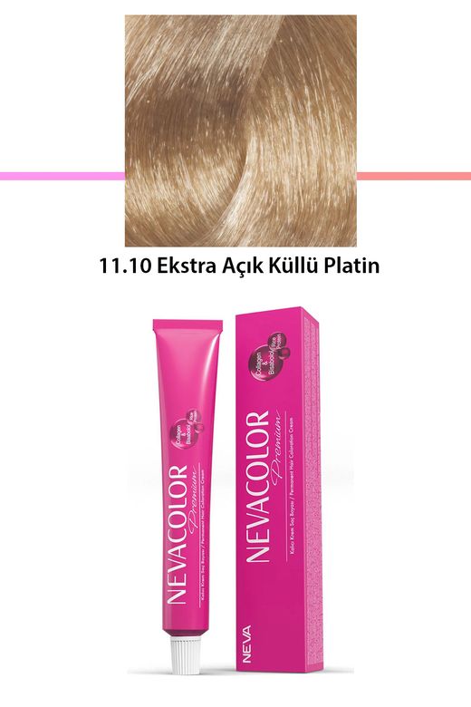 Neva Color RT-RYL-1NC1075-1110 Premium 11.10 Ekstra Açık Küllü Platin - Kalıcı Krem Saç Boyası 50 G Tüp