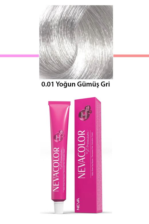 Neva Color RT-RYL-1NC1076-001 Premium 0.01 Yoğun Gümüş Gri - Kalıcı Krem Saç Boyası 50 G Tüp