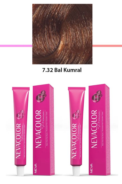 Neva Color RT-RYL-2NC2014-732 2 Li Set Premium 7.32 Bal Kumral - Kalıcı Krem Saç Boyası 2 X 50 G Tüp