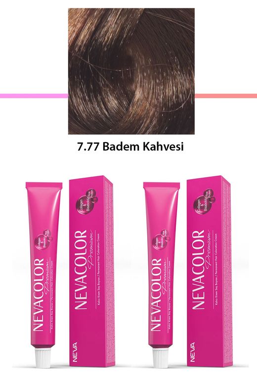 Neva Color RT-RYL-2NC2038-777 2 Li Set Premium 7.77 Badem Kahvesi - Kalıcı Krem Saç Boyası 2 X 50 G Tüp