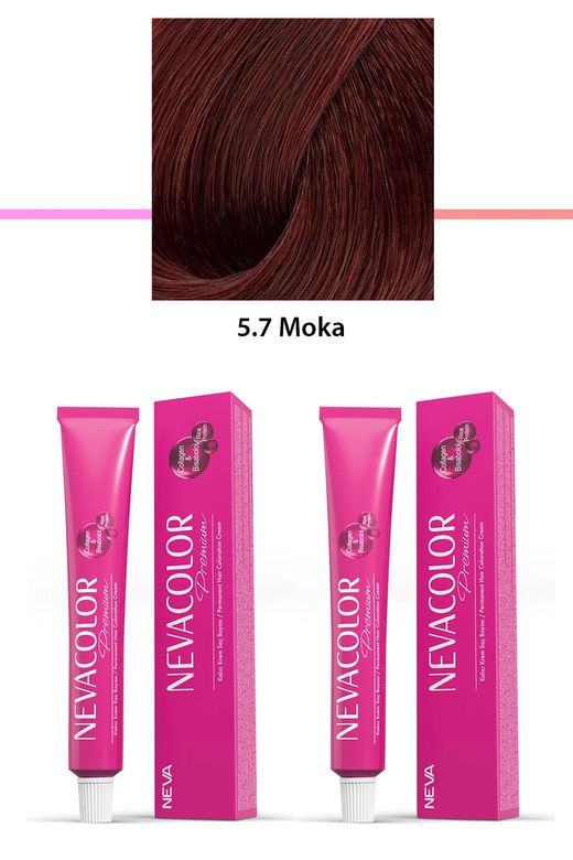 Neva Color RT-RYL-2NC2068-57 2 Li Set Premium 5.7 Moka - Kalıcı Krem Saç Boyası 2 X 50 G Tüp