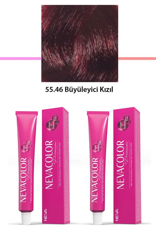 Neva Color RT-RYL-2NC2089-5546 2 Li Set Premium 55.46 Büyüleyici Kızıl - Kalıcı Krem Saç Boyası 2 X 50 G Tüp