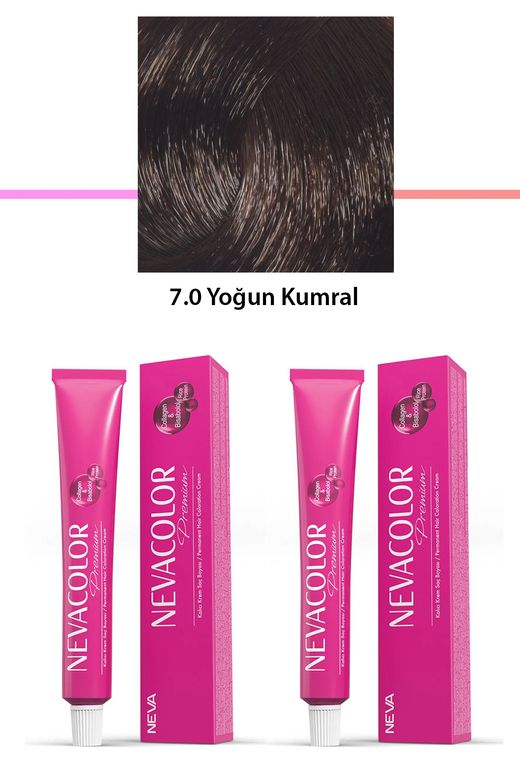 Neva Color RT-RYL-2NC2093-70 2 Li Set Premium 7.0 Yoğun Kumral - Kalıcı Krem Saç Boyası 2 X 50 G Tüp