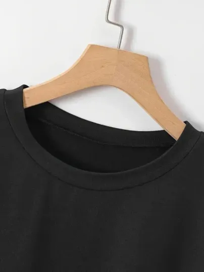 New York Baskılı Oversize Bisiklet Yaka T-shirt - Siyah - M - Siyah