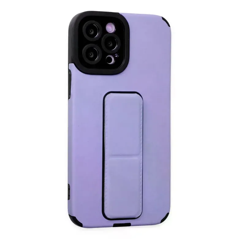 Newface Apple iPhone 12 Pro Max Kılıf Mega Standlı Silikon - Lila