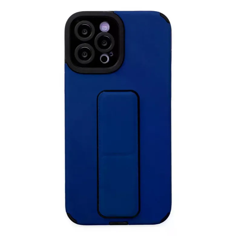Newface Apple iPhone 12 Pro Max Kılıf Mega Standlı Silikon - Mavi