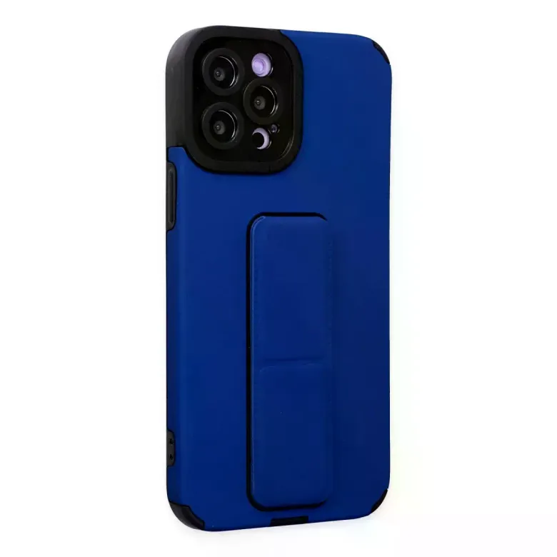 Newface Apple iPhone 12 Pro Max Kılıf Mega Standlı Silikon - Mavi