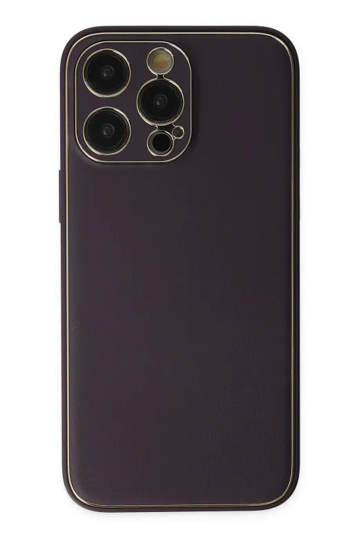 Newface Apple iPhone 13 Pro Max Kılıf Coco Deri Silikon Kapak - Derin Mor