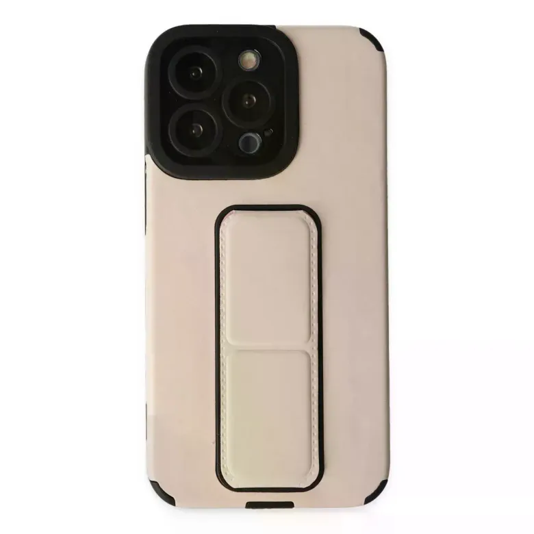 Newface Apple iPhone 13 Pro Max Kılıf Mega Standlı Silikon - Gold