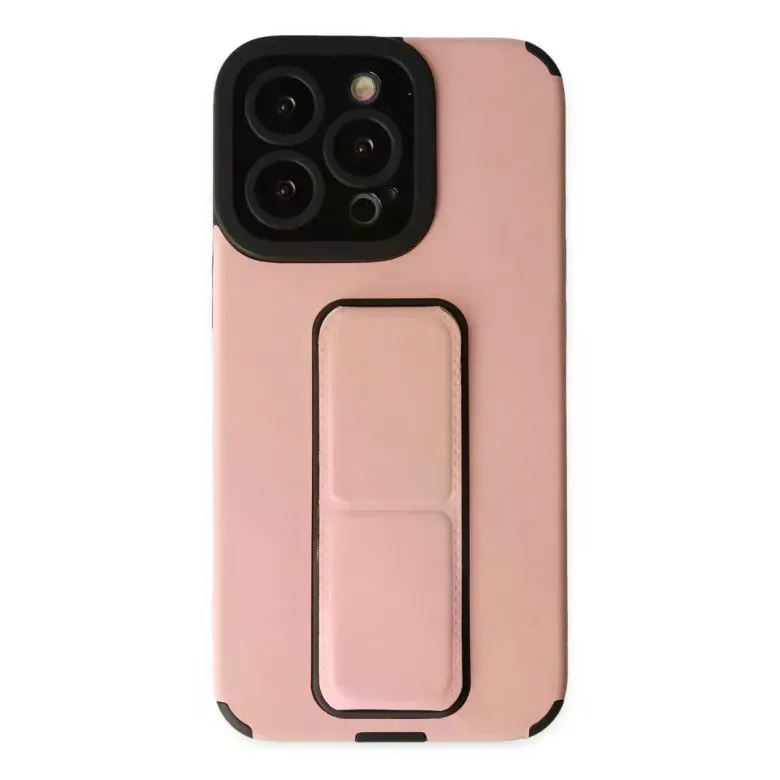 Newface Apple iPhone 13 Pro Max Kılıf Mega Standlı Silikon - Pudra