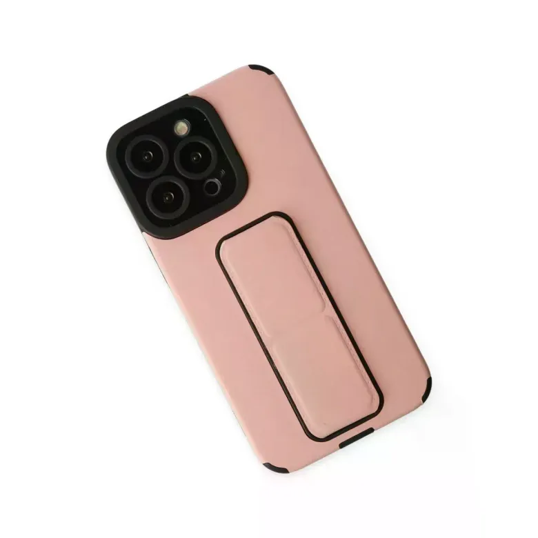 Newface Apple iPhone 13 Pro Max Kılıf Mega Standlı Silikon - Pudra