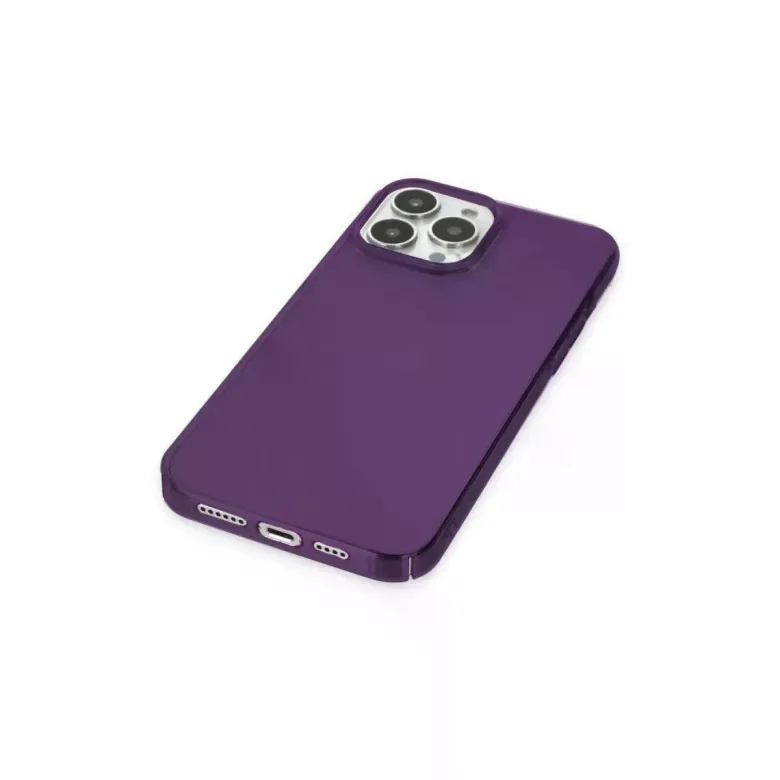 Newface Apple iPhone 13 Pro Max Kılıf Pc Sert Şeffaf Kapak - Mor