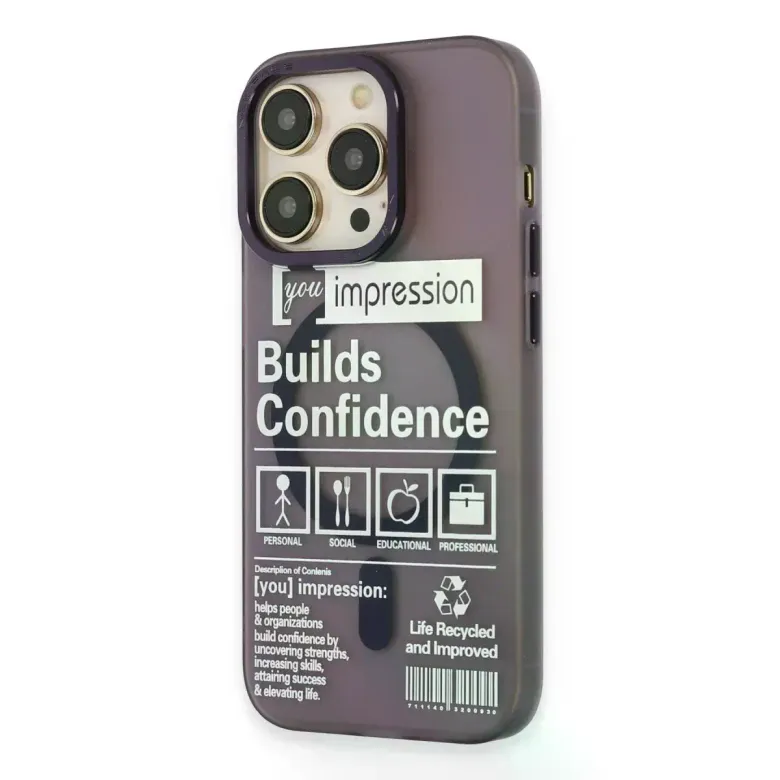 Newface Apple iPhone 14 Pro Kılıf Apollo Magneticsafe Desenli Kapak - Apollo Mor - 6