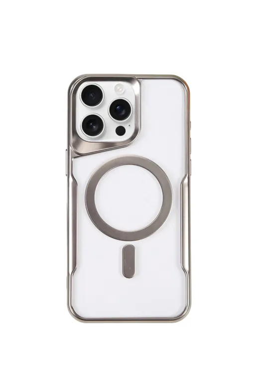 Newface Apple iPhone 14 Pro Max Kılıf Boyi Magsafe Silikon Kapak - Gümüş