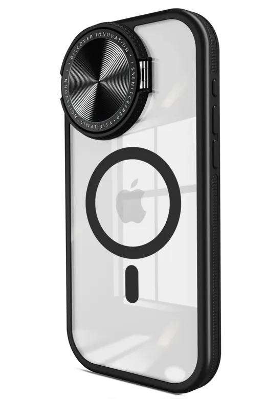 Newface Apple iPhone 15 Pro Max Kılıf Teleskop Lens Magsafe Silikon Kapak - Siyah