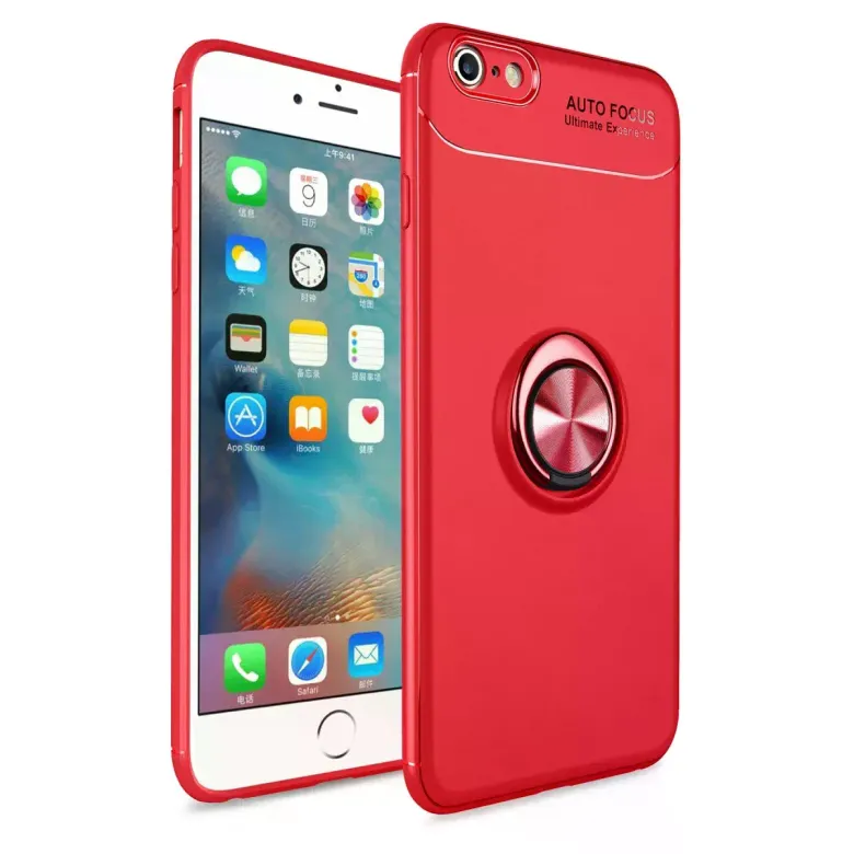 Newface Apple iPhone 6 Kılıf Range Yüzüklü Silikon - Kırmızı