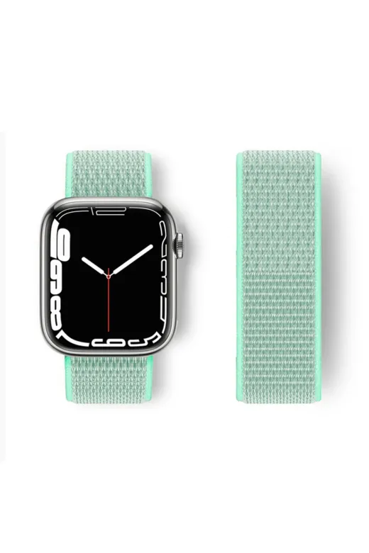Newface Apple Watch 42mm Hasırlı Cırtcırtlı Kordon - Turkuaz