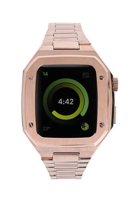 Newface Apple Watch 44mm Metal Petek Kasalı Kordon - Rose Gold