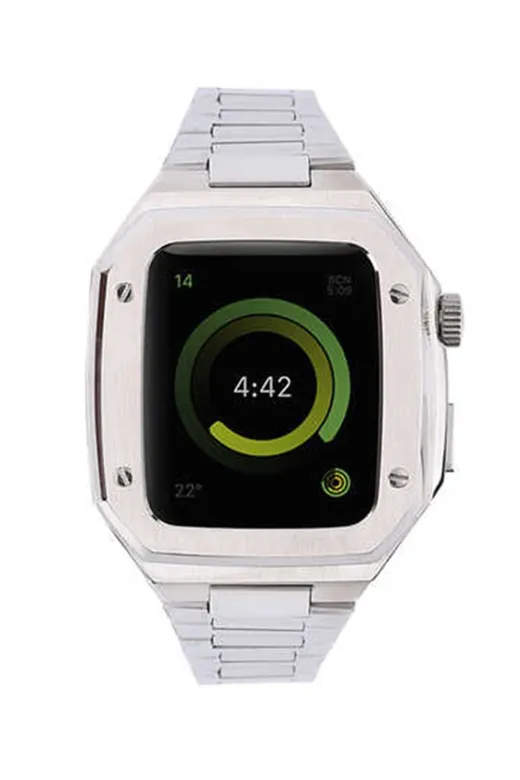 Newface Apple Watch 45mm Metal Petek Kasalı Kordon - Gümüş