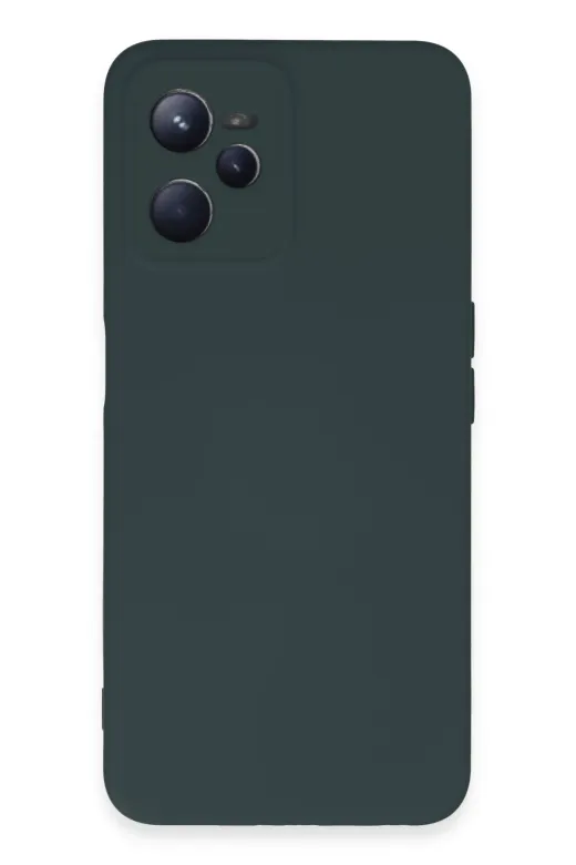 Newface Realme C35 Kılıf Nano içi Kadife Silikon - Koyu Yeşil