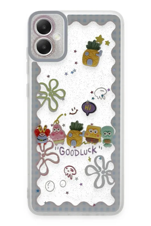 Newface Samsung Galaxy A05 Kılıf Sweet Desenli Silikon Kapak - Açık Mavi