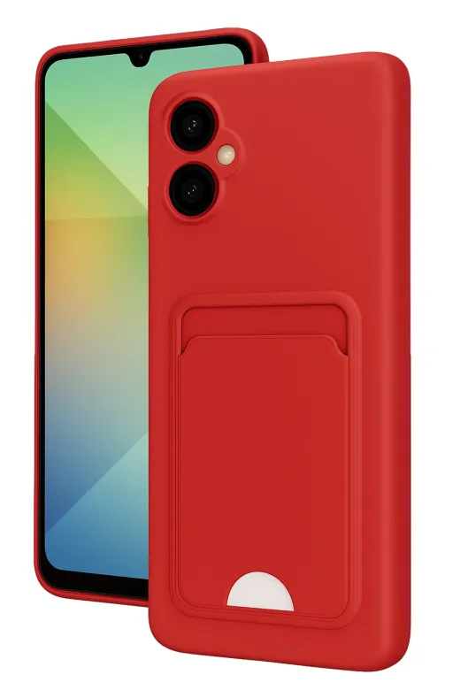 Newface Samsung Galaxy A06 Kılıf Kelvin Kartvizitli Silikon - Kırmızı