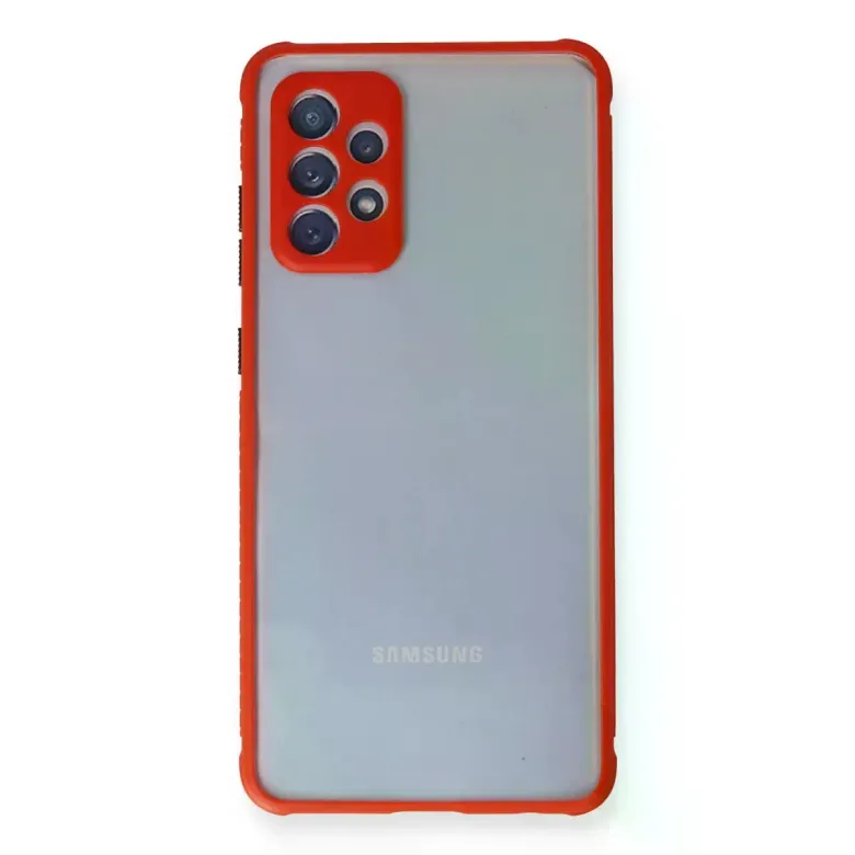 Newface Samsung Galaxy A72 Kılıf Miami Şeffaf Silikon - Kırmızı