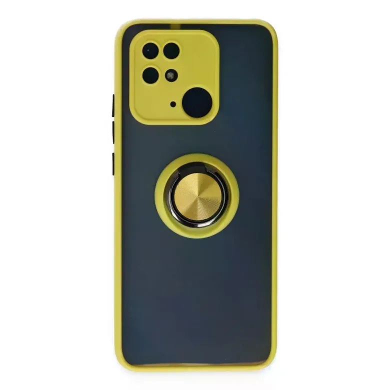 Newface Xiaomi Redmi 10C Kılıf Montreal Yüzüklü Silikon Kapak - Sarı