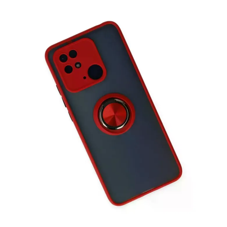 Newface Xiaomi Redmi 10C Kılıf Montreal Yüzüklü Silikon Kapak - Kırmızı
