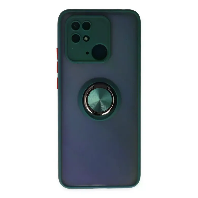 Newface Xiaomi Redmi 10C Kılıf Montreal Yüzüklü Silikon Kapak - Yeşil
