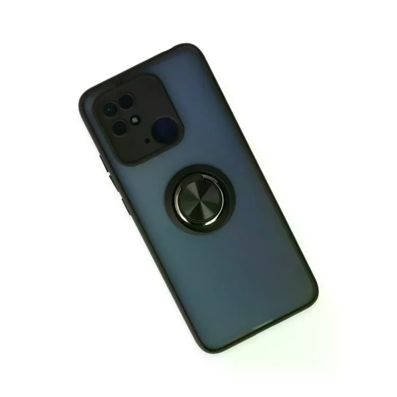 Newface Xiaomi Redmi 10C Kılıf Montreal Yüzüklü Silikon Kapak - Siyah