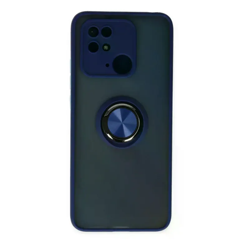 Newface Xiaomi Redmi 10C Kılıf Montreal Yüzüklü Silikon Kapak - Lacivert